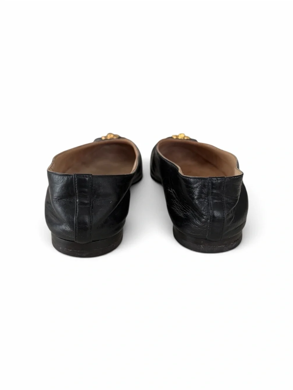 CHANEL Rare 24K CC Lock Black Leather Ballet Flats / EU 36